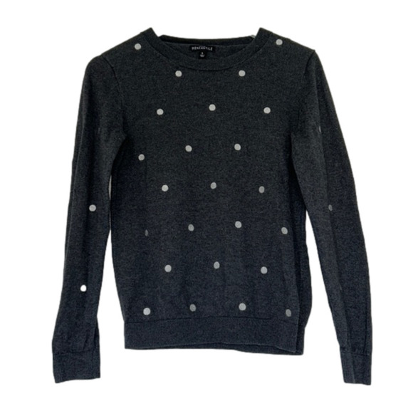 J. Crew Factory Gray Polka Dot Teddie Sweater, Small - Picture 1 of 8